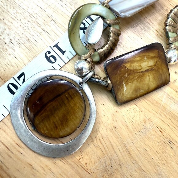 Chicos Multicolor Statement Necklace With Silver-Tone & Resin Accents Adjustable - Picture 7 of 10